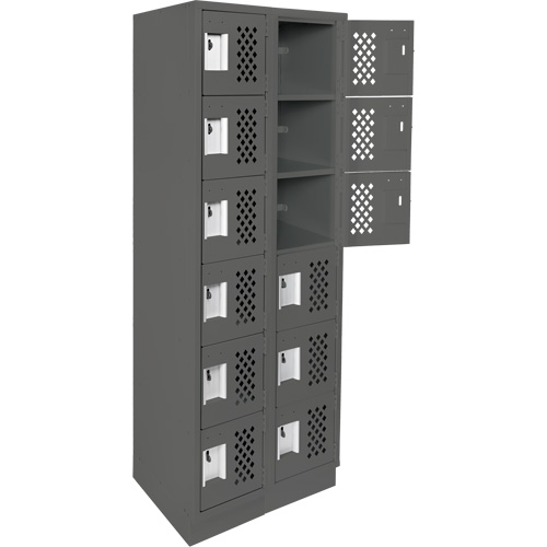 Clean-Line Perforated Lockerette, 6 -tier, Bank of 2, 15" x 72" x 12", Steel Toolneeds Inc.