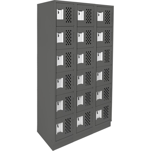 Clean-Line Perforated Lockerette, 6 -tier, Bank of 3, 15" x 72" x 12", Steel Toolneeds Inc.