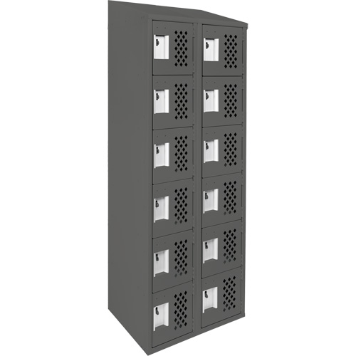Assembled Lockerettes Clean Line Perforated Economy Lockers, 6 -tier, Bank of 2, 18" x 72" x 12", Steel Toolneeds Inc.