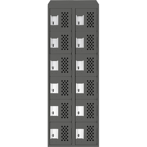 Assembled Lockerettes Clean Line Perforated Economy Lockers, 6 -tier, Bank of 2, 18" x 72" x 12", Steel Toolneeds Inc.