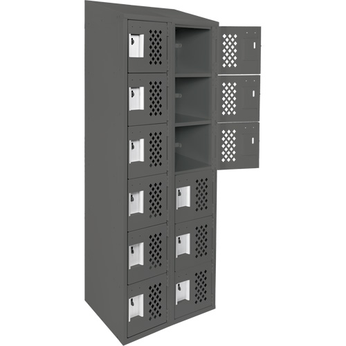 Assembled Lockerettes Clean Line Perforated Economy Lockers, 6 -tier, Bank of 2, 18" x 72" x 12", Steel Toolneeds Inc.