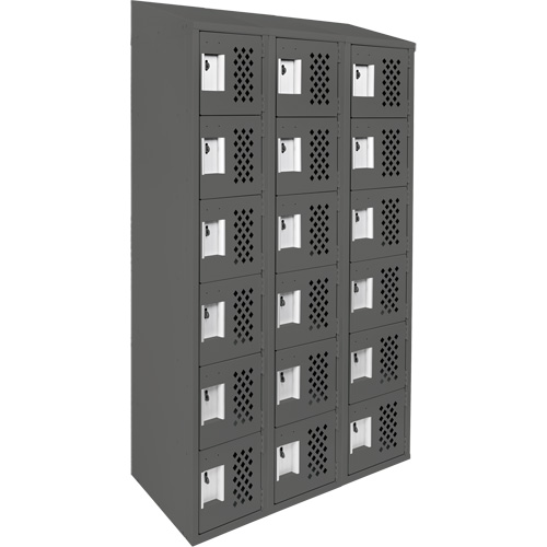 Assembled Lockerettes Clean Line Perforated Economy Lockers, 6 -tier, Bank of 3, 18" x 72" x 12", Steel Toolneeds Inc.