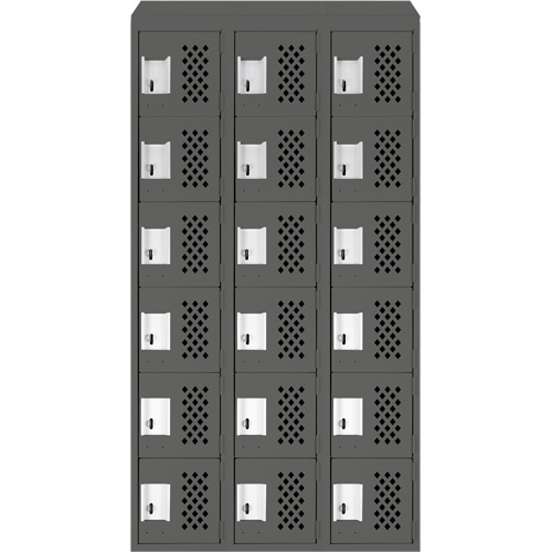 Assembled Lockerettes Clean Line Perforated Economy Lockers, 6 -tier, Bank of 3, 18" x 72" x 12", Steel Toolneeds Inc.