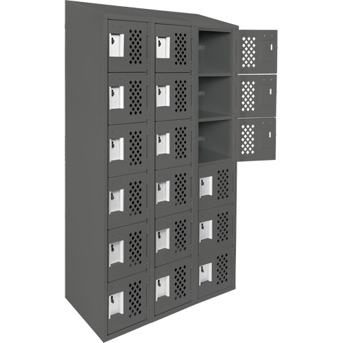 Assembled Lockerettes Clean Line Perforated Economy Lockers, 6 -tier, Bank of 3, 18" x 72" x 12", Steel Toolneeds Inc.