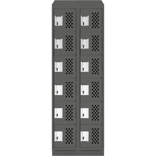 Assembled Lockerettes Clean Line Perforated Economy Lockers, 6 -tier, Bank of 2, 18" x 72" x 12", Steel Toolneeds Inc.