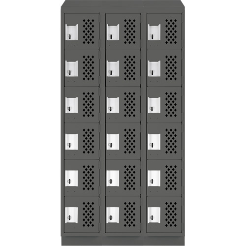 Assembled Lockerettes Clean Line Perforated Economy Lockers, 6 -tier, Bank of 3, 18" x 72" x 12", Steel Toolneeds Inc.