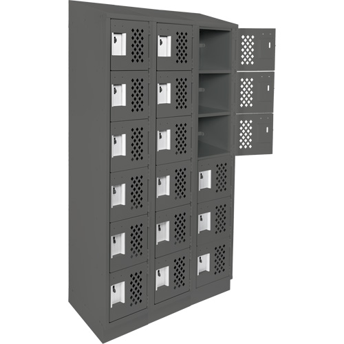 Assembled Lockerettes Clean Line Perforated Economy Lockers, 6 -tier, Bank of 3, 18" x 72" x 12", Steel Toolneeds Inc.