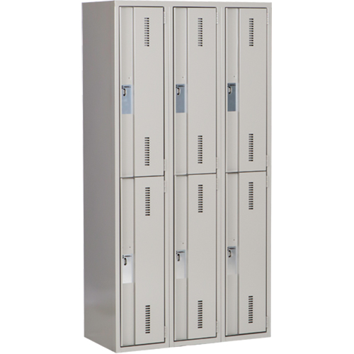 Concorde Heavy-Duty Lockers, 2 -tier, Bank of 3, 36" x 18" x 72", Steel, Grey, Welded (Assembled) Toolneeds Inc.