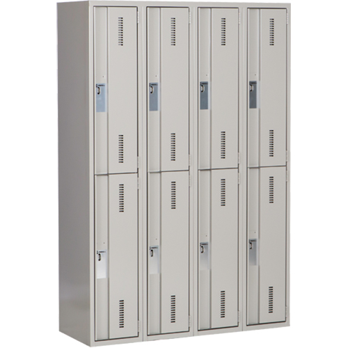 Concorde Heavy-Duty Lockers, 2 -tier, Bank of 4, 48" x 18" x 72", Steel, Grey, Welded (Assembled) Toolneeds Inc.