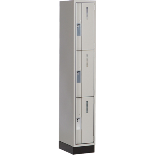 Concorde Heavy-Duty Lockers, 3 -tier, 12" x 18" x 76", Steel, Grey, Welded (Assembled) Toolneeds Inc.