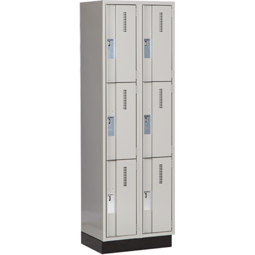 Concorde Heavy-Duty Lockers, 3 -tier, Bank of 2, 24" x 18" x 76", Steel, Grey, Welded (Assembled) Toolneeds Inc.