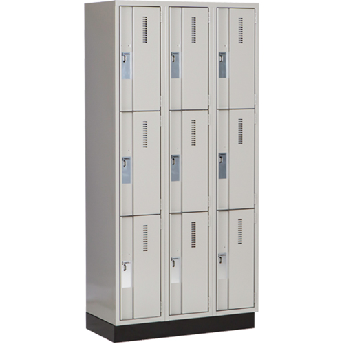 Concorde Heavy-Duty Lockers, 3 -tier, Bank of 3, 36" x 18" x 76", Steel, Grey, Welded (Assembled) Toolneeds Inc.