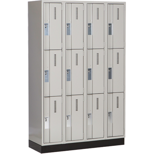 Concorde Heavy-Duty Lockers, 3 -tier, Bank of 4, 48" x 18" x 76", Steel, Grey, Welded (Assembled) Toolneeds Inc.