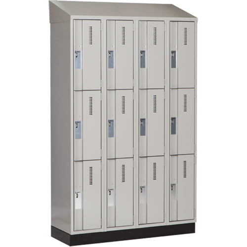Concorde Heavy-Duty Lockers, 3 -tier, Bank of 4, 48" x 18" x 82", Steel, Grey, Welded (Assembled) Toolneeds Inc.