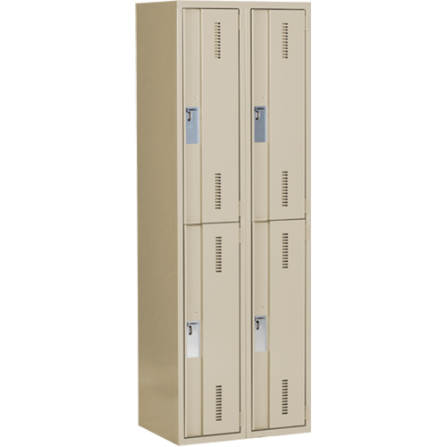 Concorde Heavy-Duty Lockers, 2 -tier, Bank of 2, 24" x 18" x 72", Steel, Beige, Welded (Assembled) Toolneeds Inc.