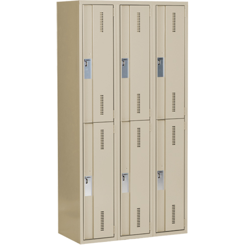Concorde Heavy-Duty Lockers, 2 -tier, Bank of 3, 36" x 18" x 72", Steel, Beige, Welded (Assembled) Toolneeds Inc.