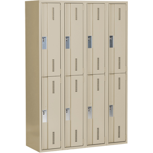 Concorde Heavy-Duty Lockers, 2 -tier, Bank of 4, 48" x 18" x 72", Steel, Beige, Welded (Assembled) Toolneeds Inc.