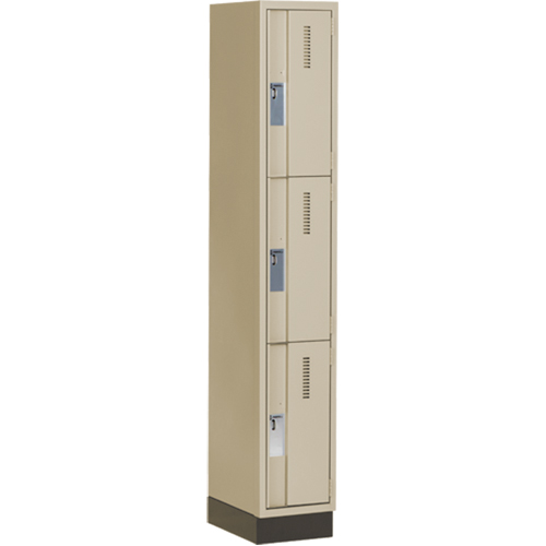 Concorde Heavy-Duty Lockers, 3 -tier, 12" x 18" x 76", Steel, Beige, Welded (Assembled) Toolneeds Inc.