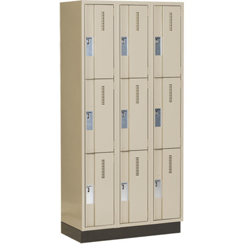 Concorde Heavy-Duty Lockers, 3 -tier, Bank of 3, 36" x 18" x 76", Steel, Beige, Welded (Assembled) Toolneeds Inc.