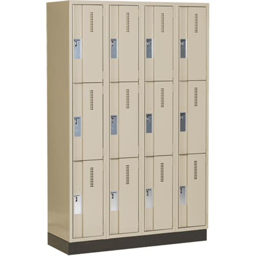 Concorde Heavy-Duty Lockers, 3 -tier, Bank of 4, 48" x 18" x 76", Steel, Beige, Welded (Assembled) Toolneeds Inc.