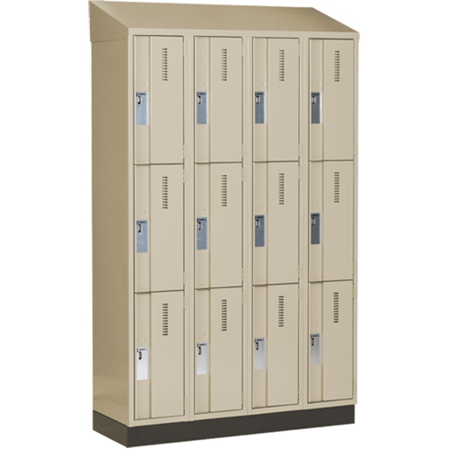 Concorde Heavy-Duty Lockers, 3 -tier, Bank of 4, 48" x 18" x 82", Steel, Beige, Welded (Assembled) Toolneeds Inc.