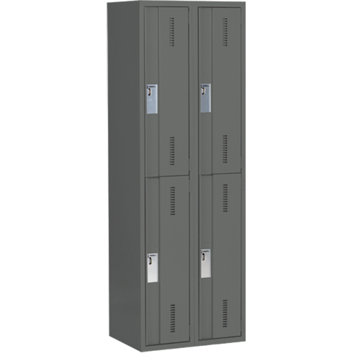 Concorde Heavy-Duty Lockers, 2 -tier, Bank of 2, 24" x 18" x 72", Steel, Charcoal, Welded (Assembled) Toolneeds Inc.
