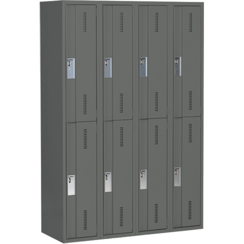 Concorde Heavy-Duty Lockers, 2 -tier, Bank of 4, 48" x 18" x 72", Steel, Charcoal, Welded (Assembled) Toolneeds Inc.