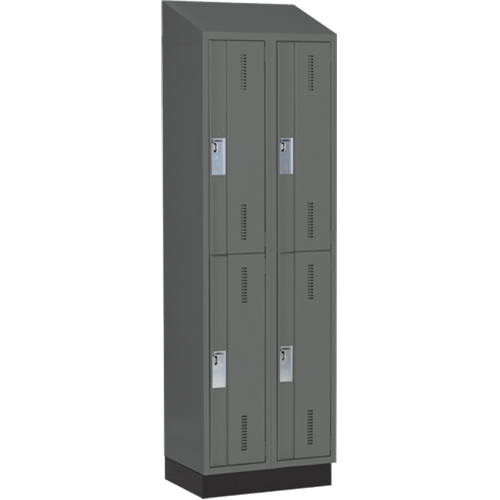 Concorde Heavy-Duty Lockers, 2 -tier, Bank of 2, 24" x 18" x 82", Steel, Charcoal, Welded (Assembled) Toolneeds Inc.