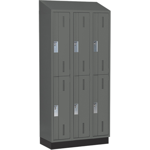 Concorde Heavy-Duty Lockers, 2 -tier, Bank of 3, 36" x 18" x 82", Steel, Charcoal, Welded (Assembled) Toolneeds Inc.