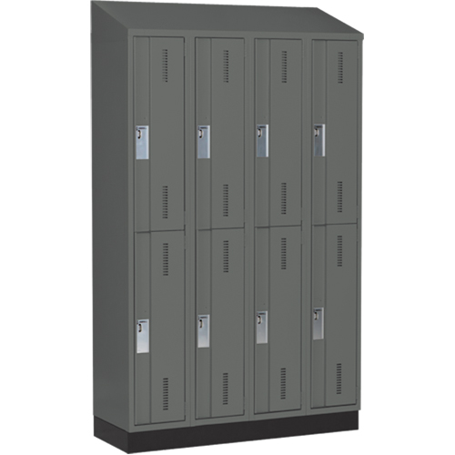 Concorde Heavy-Duty Lockers, 2 -tier, Bank of 4, 48" x 18" x 82", Steel, Charcoal, Welded (Assembled) Toolneeds Inc.