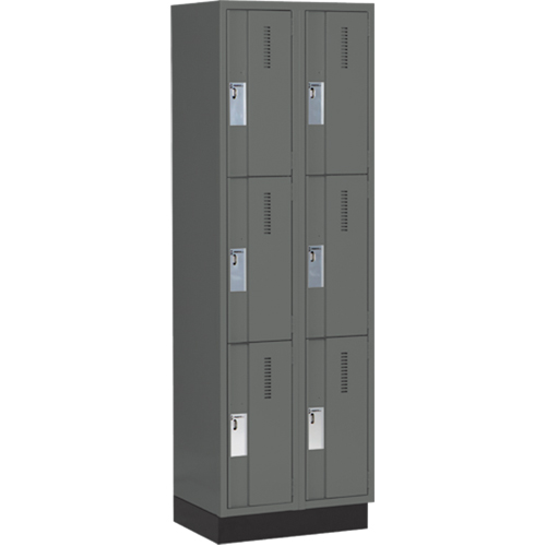 Concorde Heavy-Duty Lockers, 3 -tier, Bank of 2, 24" x 18" x 76", Steel, Charcoal, Welded (Assembled) Toolneeds Inc.
