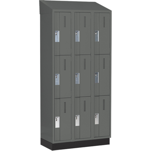 Concorde Heavy-Duty Lockers, 3 -tier, Bank of 3, 36" x 18" x 82", Steel, Charcoal, Welded (Assembled) Toolneeds Inc.