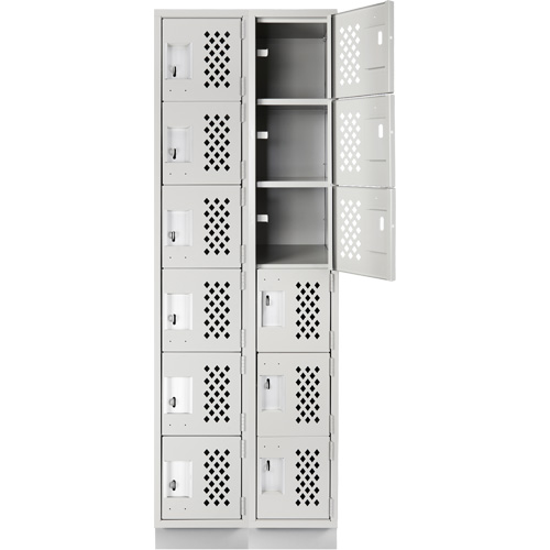 Clean-Line Perforated Lockerette, 6 -tier, Bank of 2, 15" x 72" x 12", Steel Toolneeds Inc.