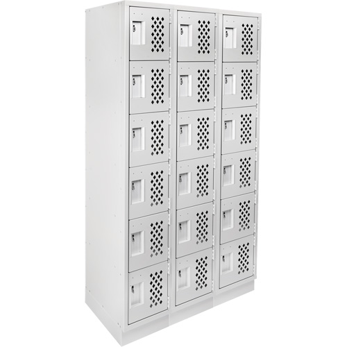 Clean-Line Perforated Lockerette, 6 -tier, Bank of 3, 15" x 72" x 12", Steel Toolneeds Inc.