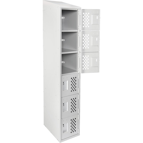 Assembled Lockerettes Clean Line Perforated Economy Lockers, 6 -tier, 18" x 72" x 12", Steel Toolneeds Inc.