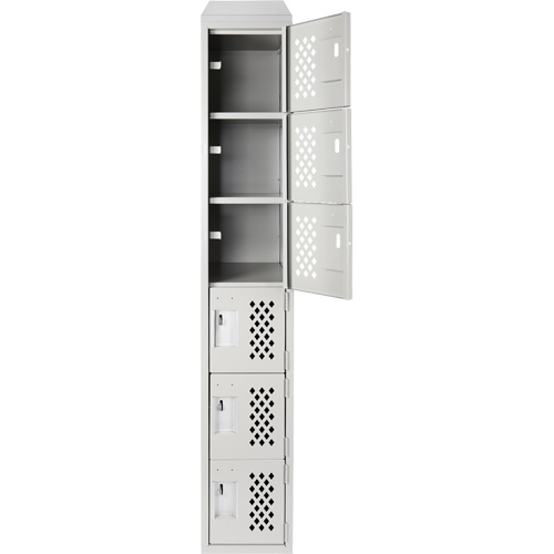 Assembled Lockerettes Clean Line Perforated Economy Lockers, 6 -tier, 18" x 72" x 12", Steel Toolneeds Inc.