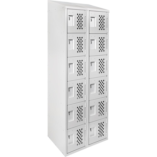 Assembled Lockerettes Clean Line Perforated Economy Lockers, 6 -tier, Bank of 2, 18" x 72" x 12", Steel Toolneeds Inc.