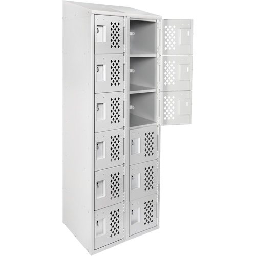 Assembled Lockerettes Clean Line Perforated Economy Lockers, 6 -tier, Bank of 2, 18" x 72" x 12", Steel Toolneeds Inc.