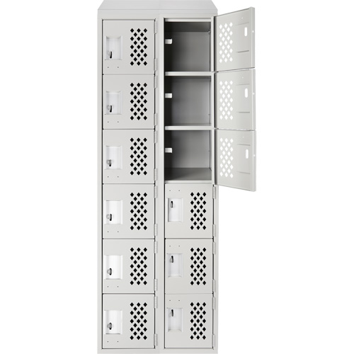 Assembled Lockerettes Clean Line Perforated Economy Lockers, 6 -tier, Bank of 2, 18" x 72" x 12", Steel Toolneeds Inc.