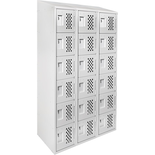 Assembled Lockerettes Clean Line Perforated Economy Lockers, 6 -tier, Bank of 3, 18" x 72" x 12", Steel Toolneeds Inc.