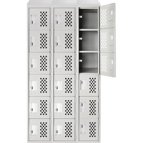 Assembled Lockerettes Clean Line Perforated Economy Lockers, 6 -tier, Bank of 3, 18" x 72" x 12", Steel Toolneeds Inc.