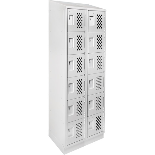 Assembled Lockerettes Clean Line Perforated Economy Lockers, 6 -tier, Bank of 2, 18" x 72" x 12", Steel Toolneeds Inc.