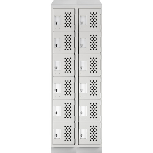 Assembled Lockerettes Clean Line Perforated Economy Lockers, 6 -tier, Bank of 2, 18" x 72" x 12", Steel Toolneeds Inc.