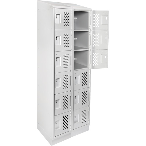 Assembled Lockerettes Clean Line Perforated Economy Lockers, 6 -tier, Bank of 2, 18" x 72" x 12", Steel Toolneeds Inc.