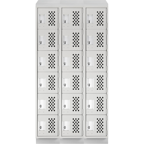 Assembled Lockerettes Clean Line Perforated Economy Lockers, 6 -tier, Bank of 3, 18" x 72" x 12", Steel Toolneeds Inc.