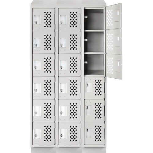 Assembled Lockerettes Clean Line Perforated Economy Lockers, 6 -tier, Bank of 3, 18" x 72" x 12", Steel Toolneeds Inc.