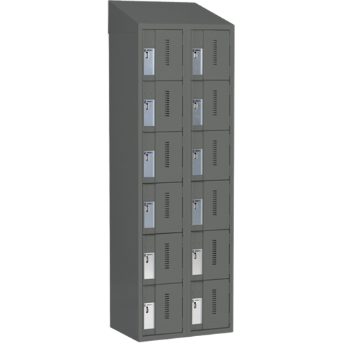 Concorde Heavy-Duty Lockers, 6 -tier, Bank of 2, 24" x 18" x 78", Steel, Charcoal, Welded (Assembled) Toolneeds Inc.