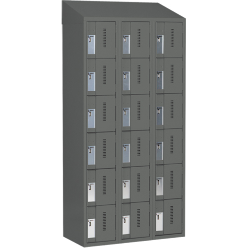 Concorde Heavy-Duty Lockers, 6 -tier, Bank of 3, 36" x 18" x 78", Steel, Charcoal, Welded (Assembled) Toolneeds Inc.