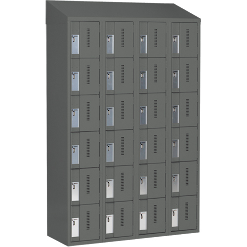 Concorde Heavy-Duty Lockers, 6 -tier, Bank of 4, 48" x 18" x 78", Steel, Charcoal, Welded (Assembled) Toolneeds Inc.
