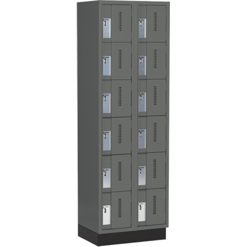 Concorde Heavy-Duty Lockers, 6 -tier, Bank of 2, 24" x 18" x 76", Steel, Charcoal, Welded (Assembled) Toolneeds Inc.